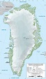 Large detailed physical map Greenland with cities. Greenland large ...