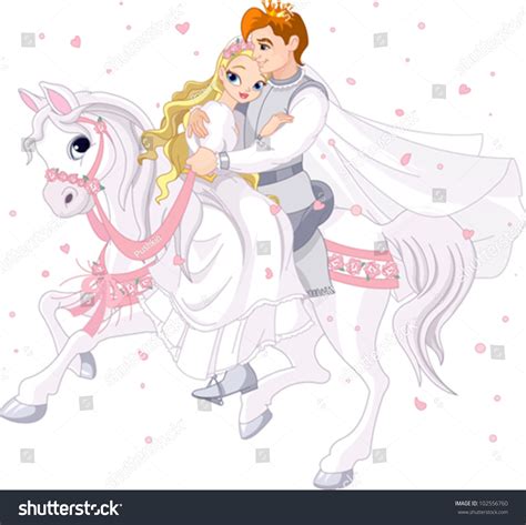 Royalty Bride Groom On White Horse Stock Vector 102556760 Shutterstock