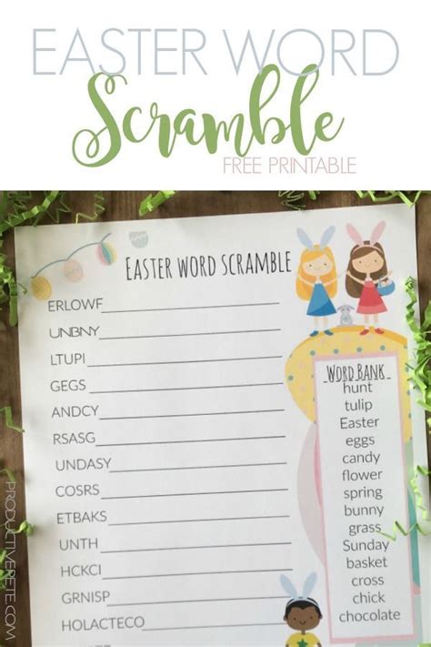 Free Printable Easter Word Scramble For Kids With A Word Bank Easter