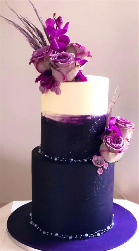 43 Cute Cake Decorating For Your Next Celebration Dark Purple And Ivory Cake