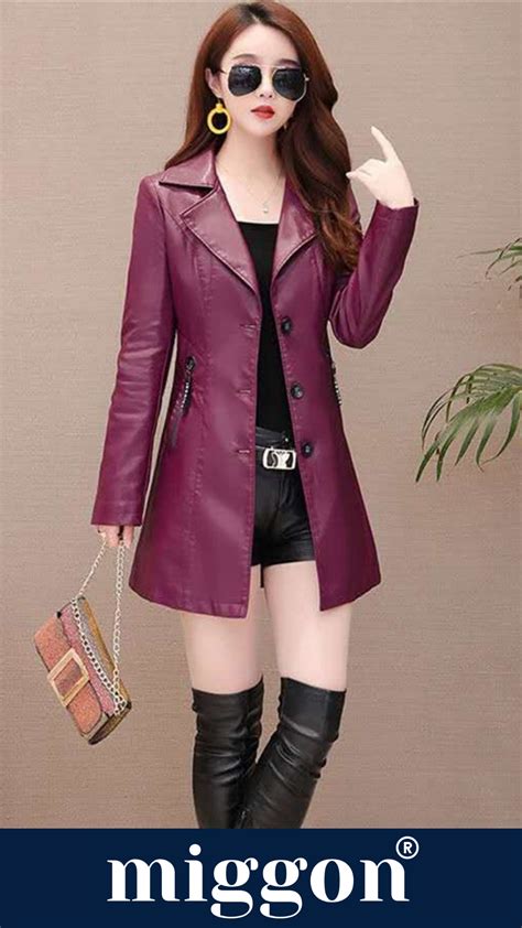 Korean Style Long Leather Slim Jacket Leather Jacket Korean Fashion