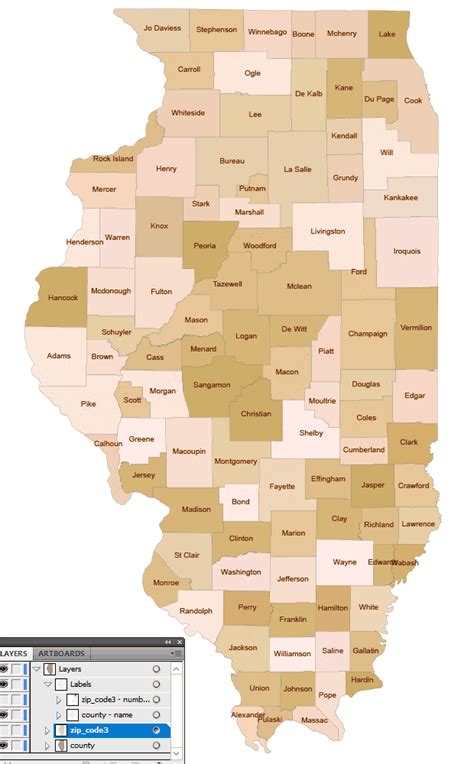 Illinois Digit Zip Code And County Map Your Vector Maps