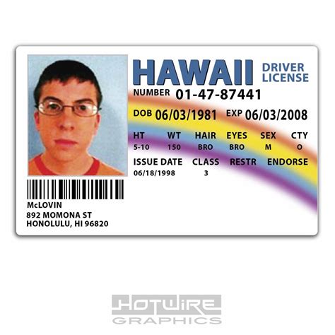 Plastic Id Card Tv And Film Prop Mclovin Superbad Drivers License