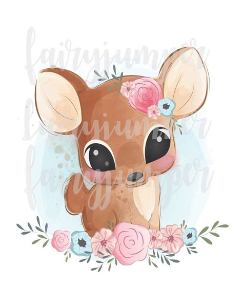 Baby Deer Clipart Fawn Art Baby Deer Watercolorpng Sublimation