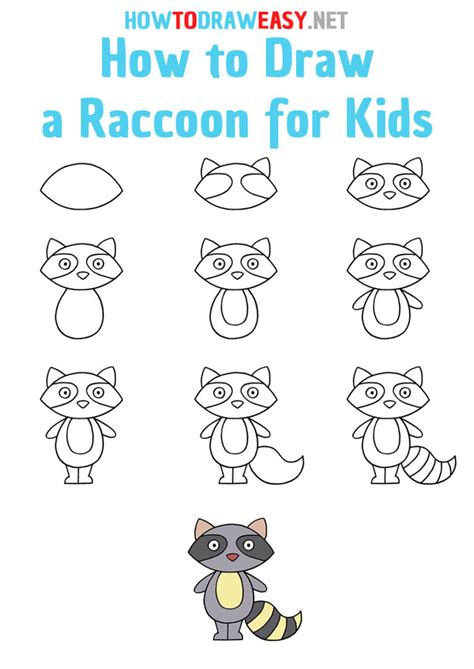 How To Draw A Raccoon For Kids How To Draw Easy