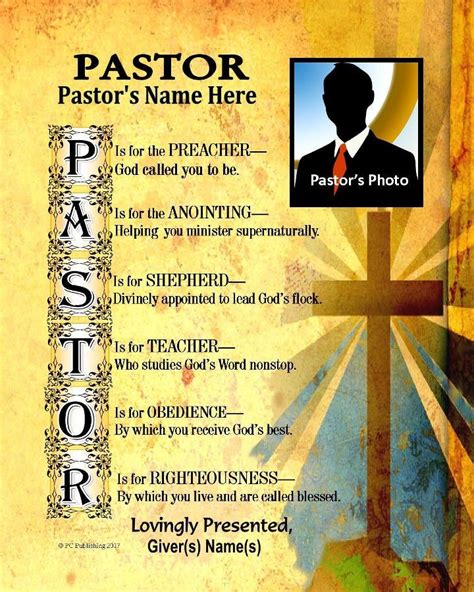 Pastor Appreciation Anniversary Personalized Photo Name Poem Etsy