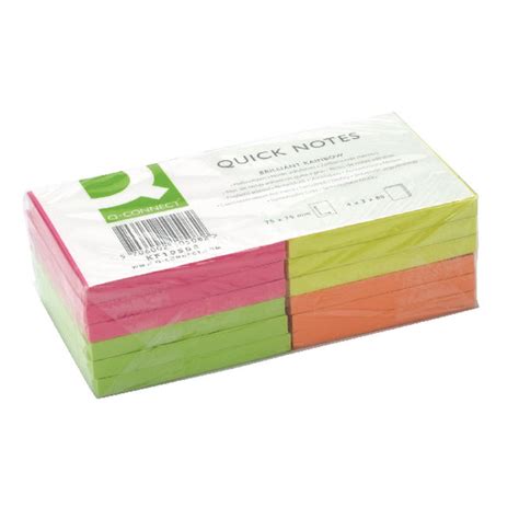 Q Connect Quick Sticky Note 76x76mm Neon 12 Medisave Uk