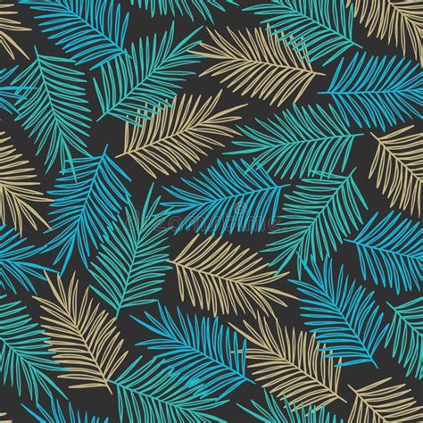 Abstract Tropical Palm Leaves Vector Graphic Silhouette Seamless