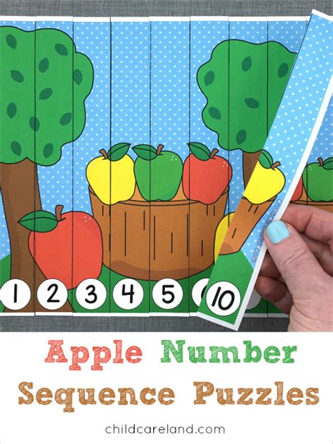 Apple Number Sequence Puzzles For Numbers 1 20 Early Learning