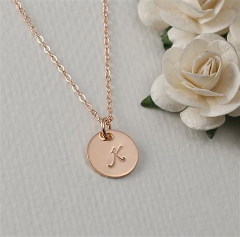 Rose Gold Initial Necklace Layering Necklace 12 Rose Etsy