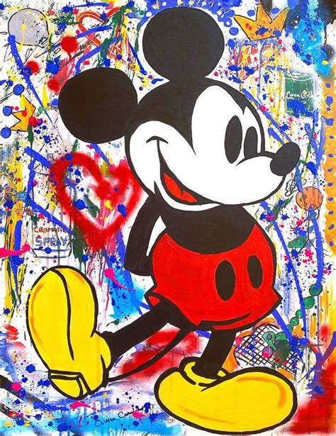 Happy Mickey Mouse Painting Cartoon Painting Mickey Mouse Art Cute
