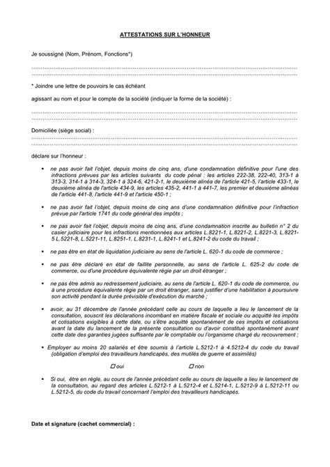 Exemple Dattestations Sur Lhonneur Doc Pdf Page 1 Sur 1