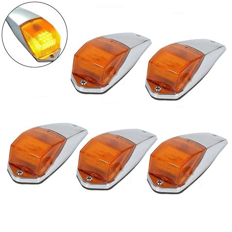 5 Pcs Amber Chrome 31 Led Cab Marker Lights For Peterbilt Kenworth