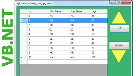 Vb Net How To Move Datagridview Selected Row Up And Down In Vbnet