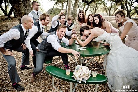 Wedding Party Arm Wrestling Contest Funny Wedding Photo