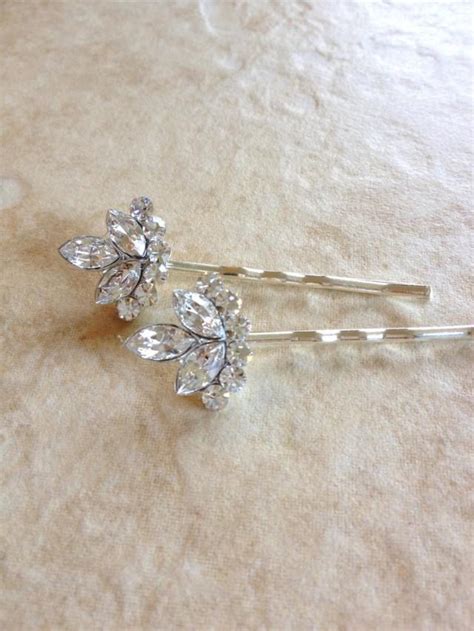 Swarovski Crystal Hair Pins Rhinestone Set Pair T Hair