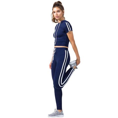 Slim Fit Hoodie And Skinny Jogger Pants Sportswear Sets For Women Slim Fit Hoodie Workout