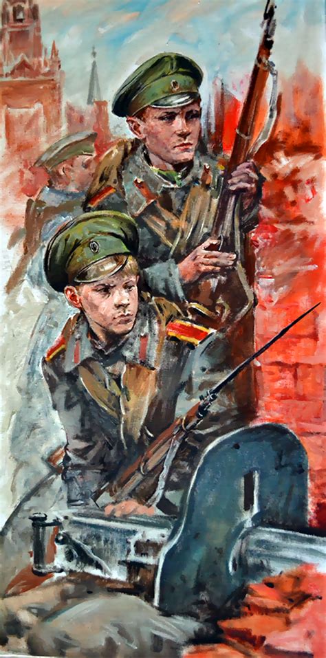 Russian Cadets Of The Provisional Government In Moscow War Art