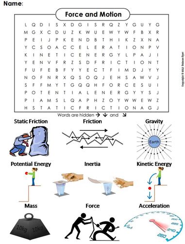 Force And Motion Word Search By Sciencespot Teaching