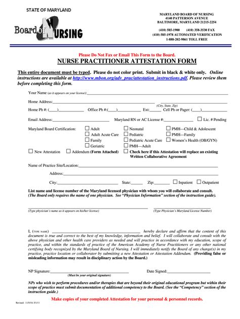 2011 Md Nurse Practitioner Attestation Form Fill Online Printable