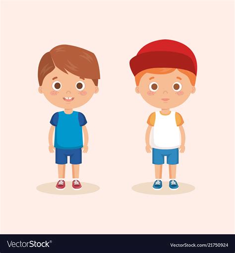 Couple Little Boys Characters Royalty Free Vector Image