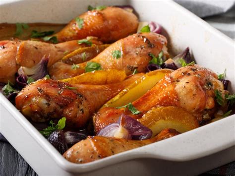 Try this baked chicken recipe and get more comfort food recipes and ideas from food.com. Honey Mustard Drumsticks with Pears | Commissaries