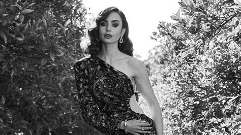 Download Lily Collins In Golden Globes 2021 Wallpaper