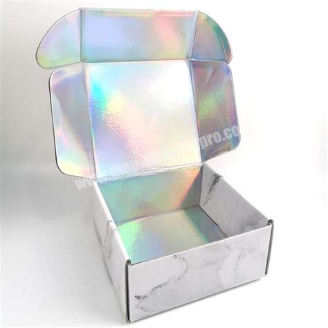 Custom Logo Fold Hot Marble Holographic Packaging Box E Commerce Paper