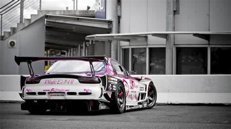 Free Download Hd Wallpaper White And Purple Racing Car Mazda Rx7