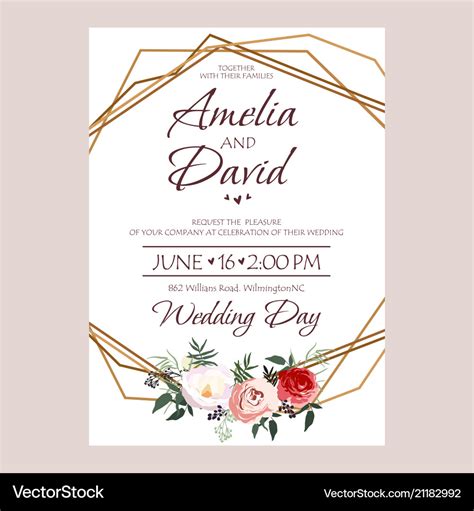Wedding Invitation Floral Invite Card Design Vector Image