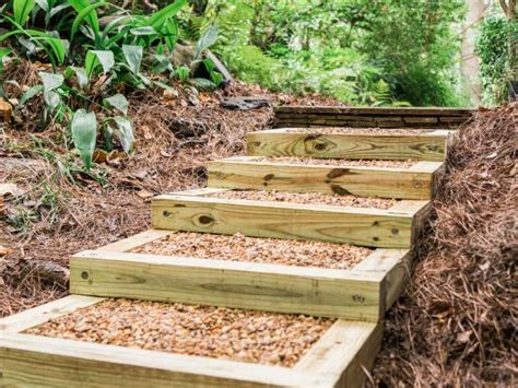 How To Build An Outdoor Wood And Gravel Staircase Garden Stairs