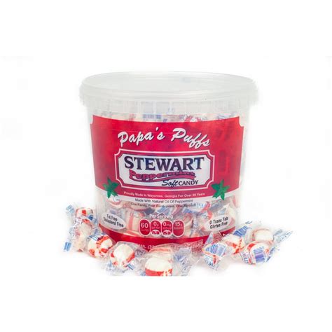 Stewart Candy Peppermint Flavored Soft Candy Puff Balls 27oz Tub For
