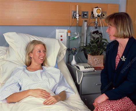 Woman Visiting Patient In Private Hospital Room Stock Image M540