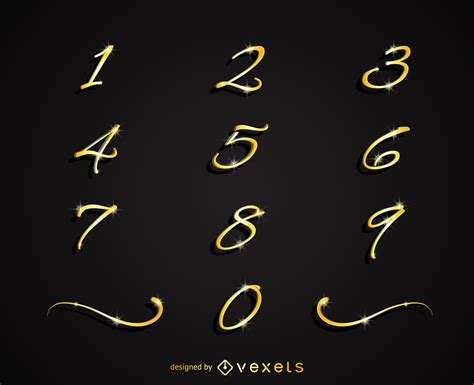 Shiny Golden Numbers Set Vector Download