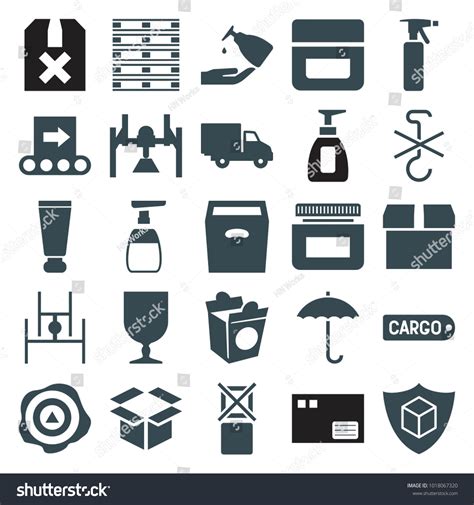 Packaging Icons Set 25 Editable Filled Stock Vector Royalty Free