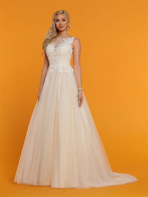 Davinci Bridal 50515 Lace Tulle Ballgown Wedding Dress Sheer Illusion