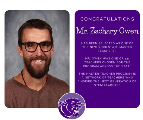 Andover Central School Announces Teacher Zachary Owen Selected As Nys