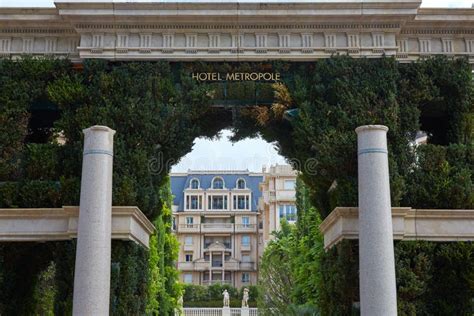 Metropole Luxury Hotel Entrance With Columns In Monte Carlo Monaco Editorial Photo Image Of