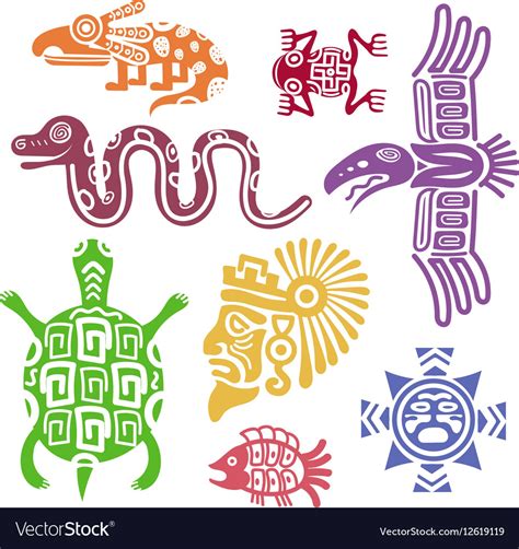 Ancient Mexican Symbols Mayan Culture Indian Vector Image