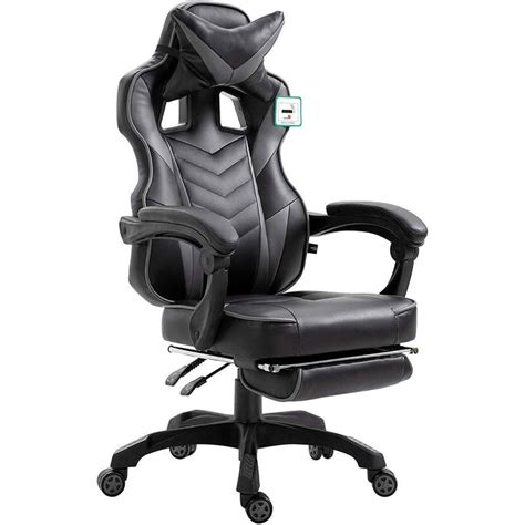 Cherry Tree Furniture High Back Recliner Gaming Chair With Cushion And Retractable Footrest Black