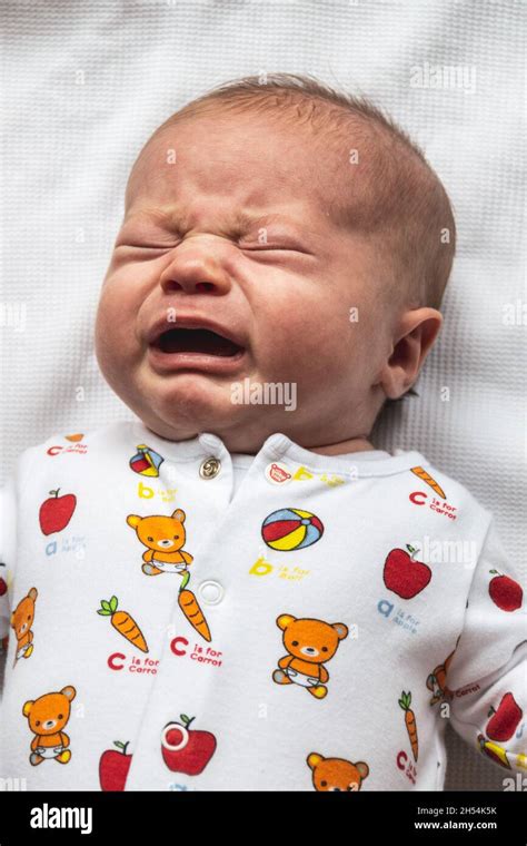 Newborn Baby Boy Crying Stock Photo Alamy