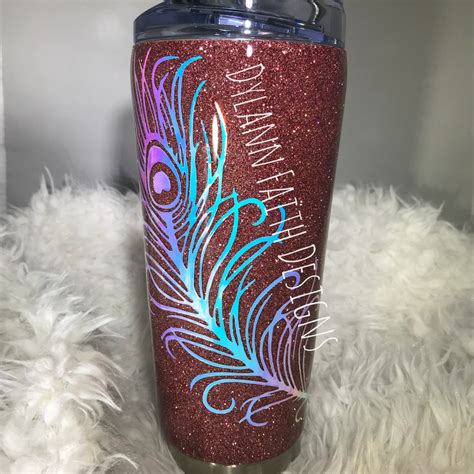 Rose Gold Holographic peacock glitter tumbler | Glitter tumbler, Gold tumbler, Tumbler designs