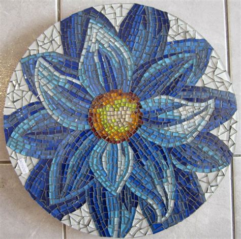 Flor Azul Floral Mosaic Mosaic Art Mosaic Flowers