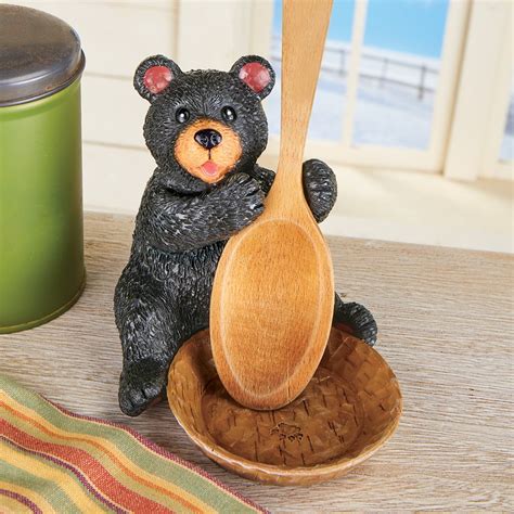 The black bear motif creates a beautifully rustic look worthy of a log cabin. Black Bear Kitchen Spoon Rest | Collections Etc. | Bear ...