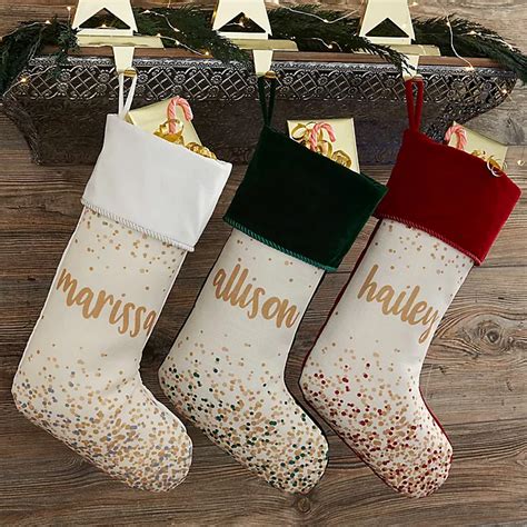 Sparkling Name Personalized Christmas Stocking In Red Bed Bath And Beyond