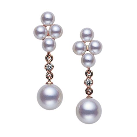 Mikimoto Akoya Cultured Pearl Cluster Drop Earrings Meq10133adxz Mayors
