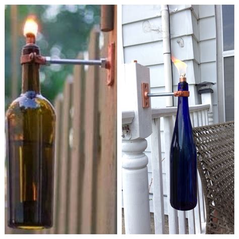 Diy Wine Bottle Tiki Torch Ours Is On The Right Pinspiration On The