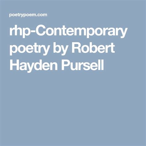 Rhp Contemporary Poetry By Robert Hayden Pursell Contemporary Poetry