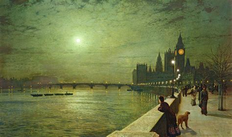 Wallpaper John Atkinson Grimshaw Classical Art River Thames River