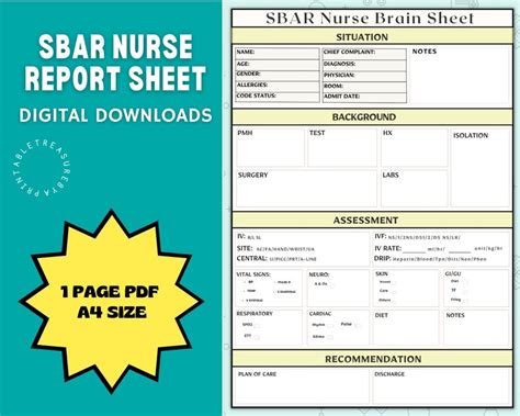 Sbar Report Sheet Nurse Report Sheet Icu Report Sheet Etsy